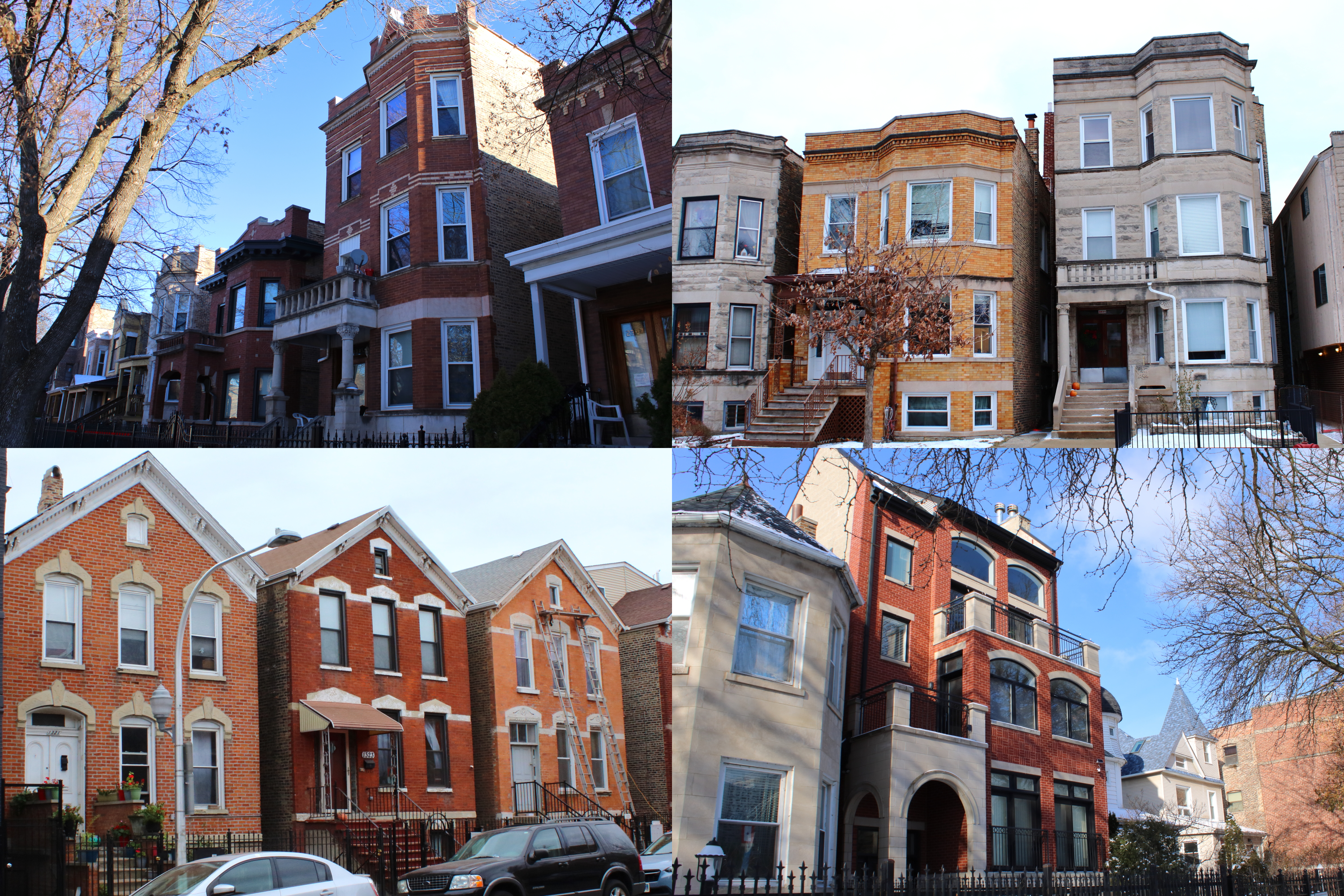 Collection of Chicago traditional four-flat apartment buildings